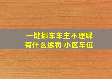 一键挪车车主不理睬有什么惩罚 小区车位